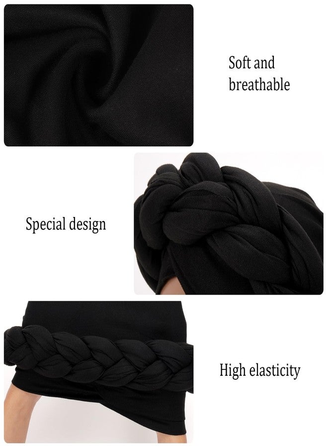 XEPST African Turban Head Wrap Big Braid Cross Turban Hat for Women, 2 Pieces Twisted Head Wraps Pre-Tied Stretchy Soft Chemo Headwear - Image 3